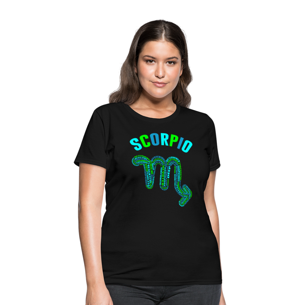 Women's Power Words Scorpio T-Shirt - black