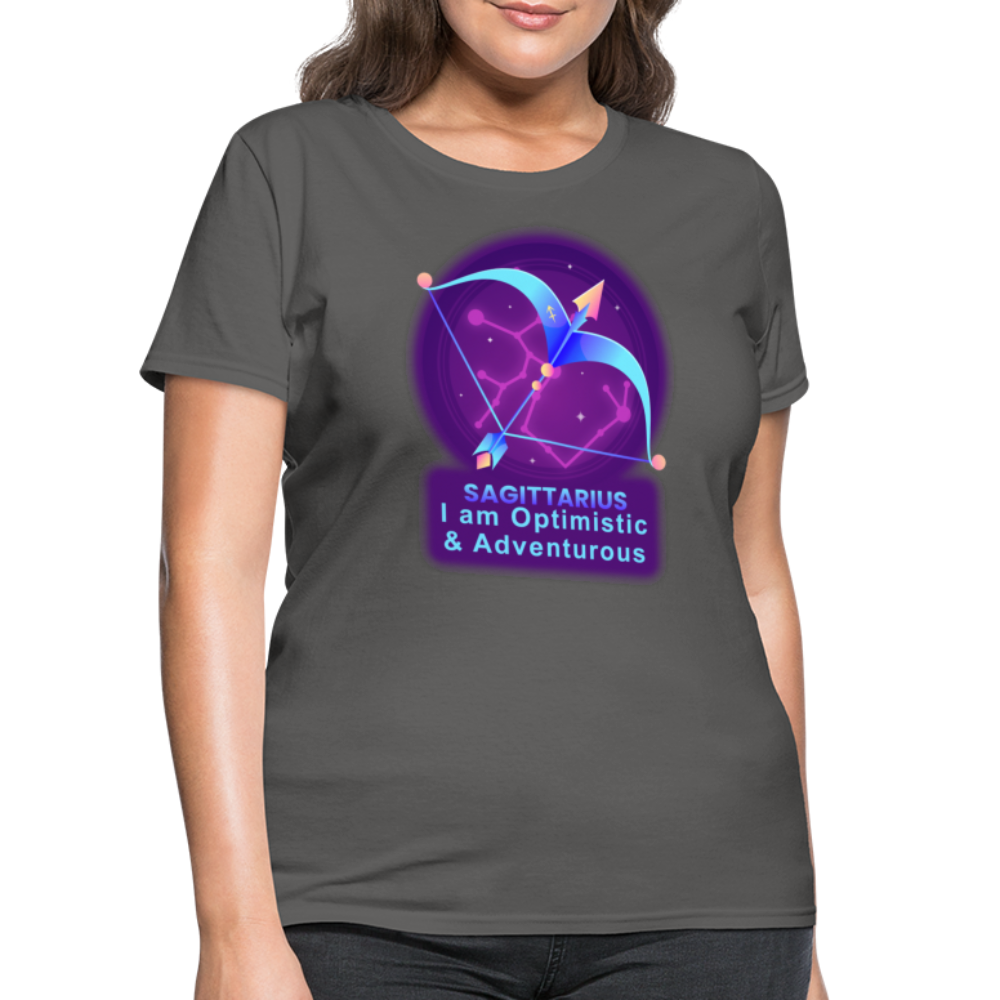 Women's Neon Sagittarius T-Shirt - charcoal