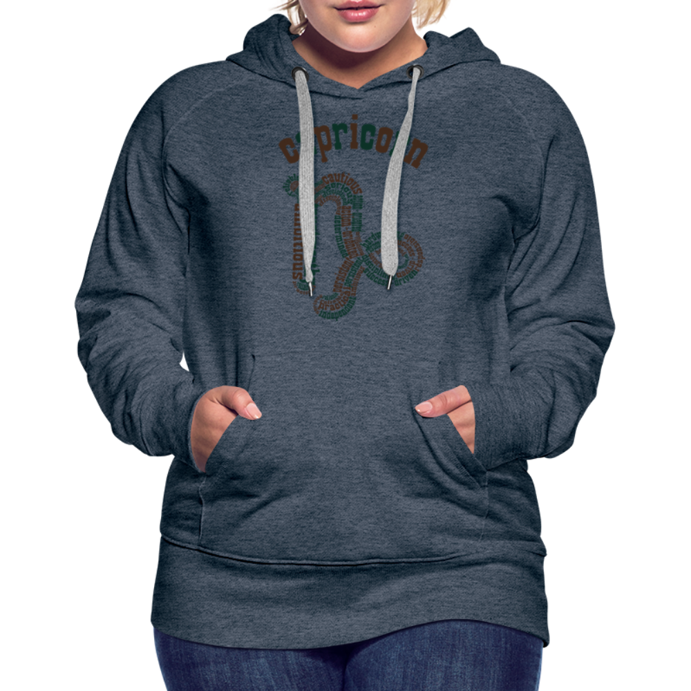 Women's Power Words Capricorn Premium Hoodie - heather denim