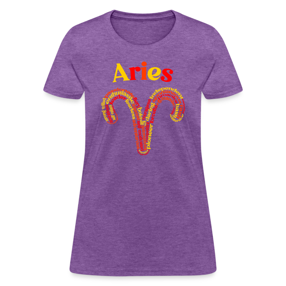 Women's Power Words Aries T-Shirt - purple heather