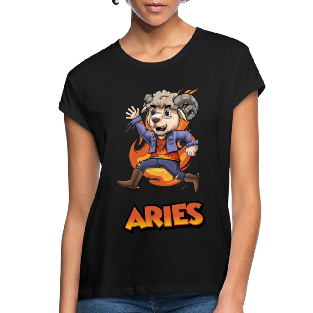 Women's Playful Aries Relaxed Fit T-Shirt - black