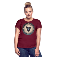 Thumbnail for Women's Mythical Taurus Relaxed Fit T-Shirt - burgundy