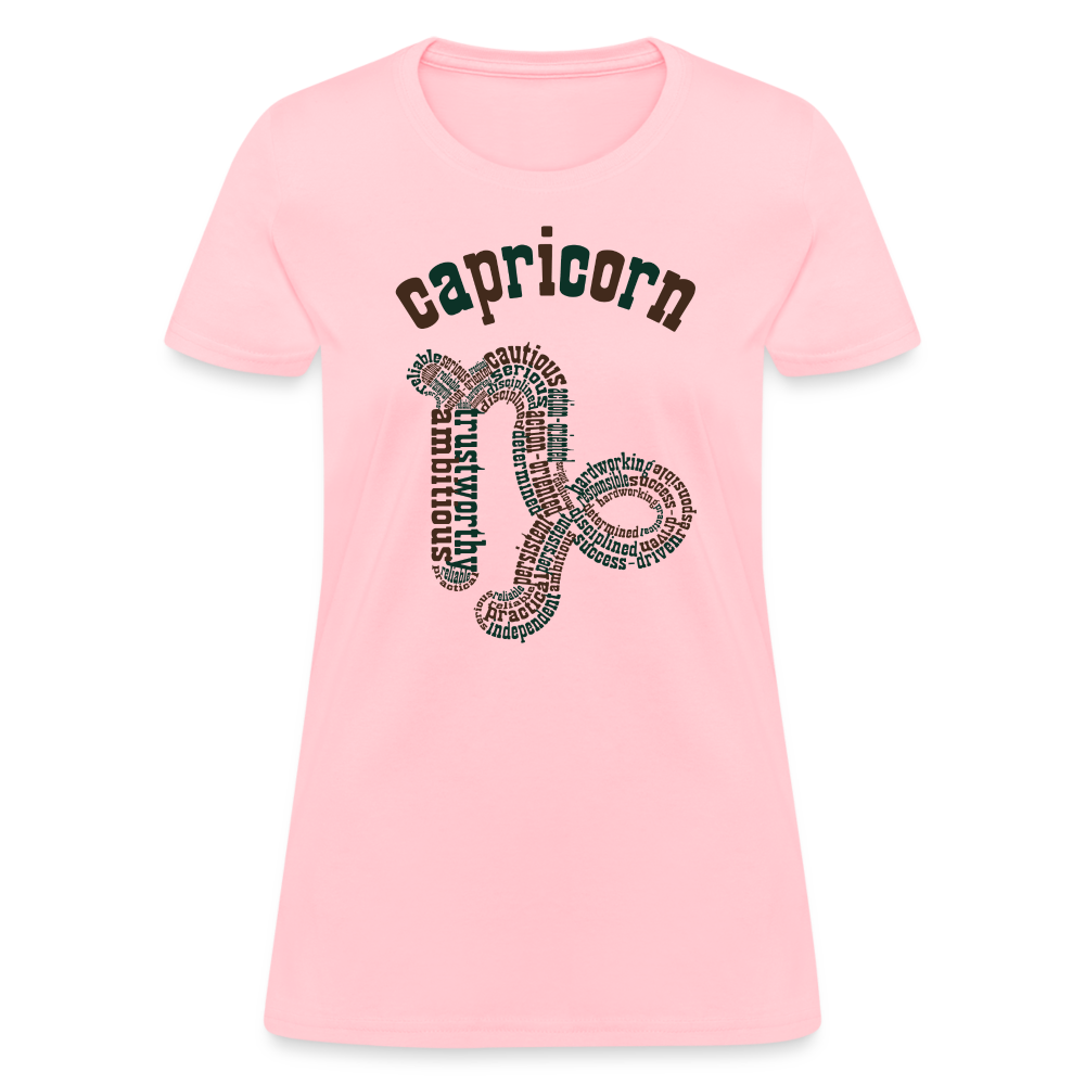 Women's Power Words Capricorn T-Shirt - pink