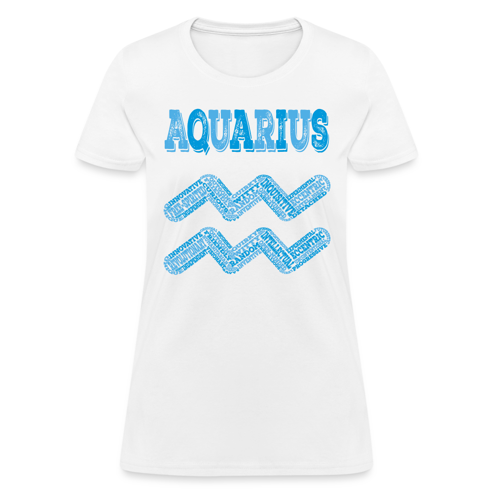 Women's Power Words Aquarius T-Shirt - white