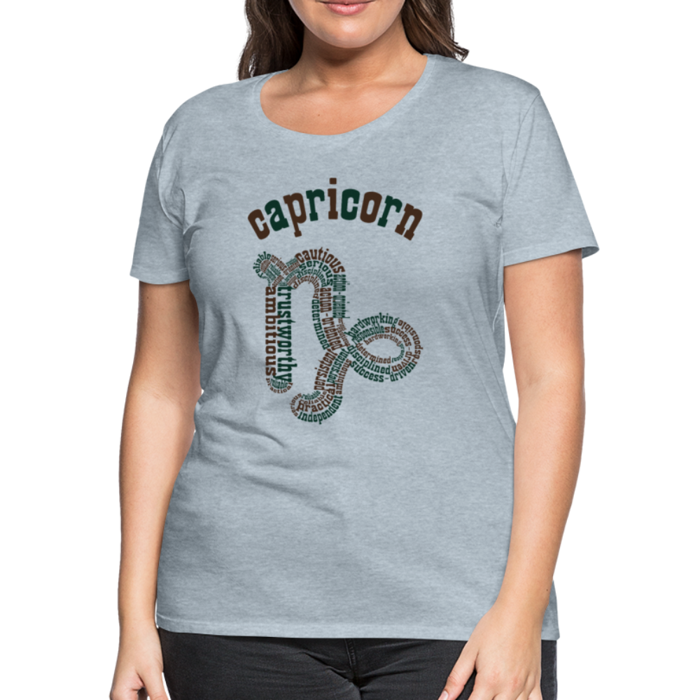 Women's Power Words Capricorn Premium T-Shirt - heather ice blue