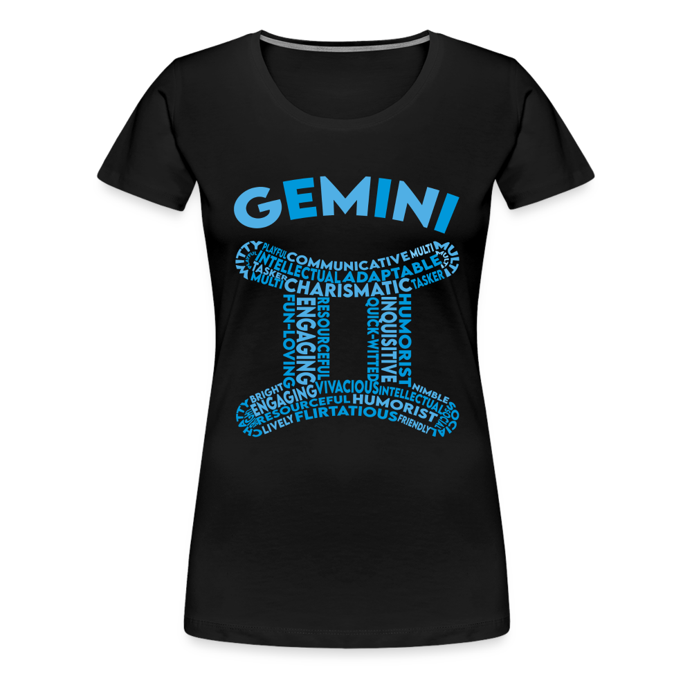 Women's Power Words Gemini Premium T-Shirt - black