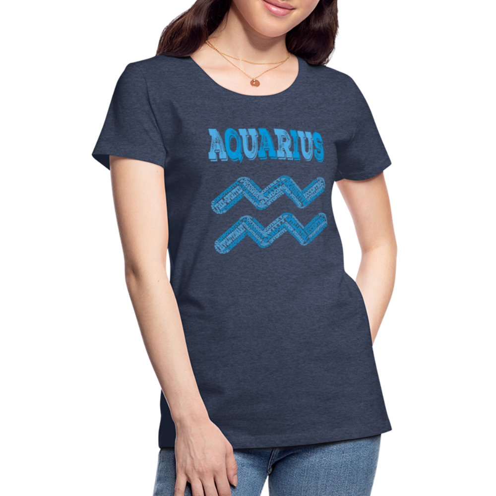 Women's Power Words Aquarius Premium T-Shirt - heather blue