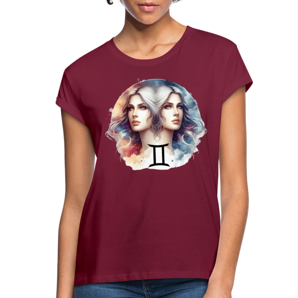 Women's Mythical Gemini Relaxed Fit T-Shirt - burgundy