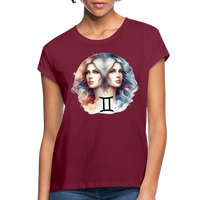 Thumbnail for Women's Mythical Gemini Relaxed Fit T-Shirt - burgundy