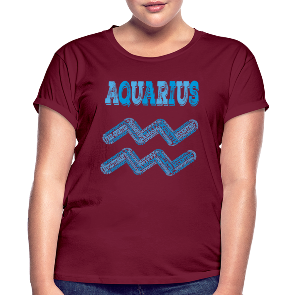 Women's Power Words Aquarius Relaxed Fit T-Shirt - burgundy