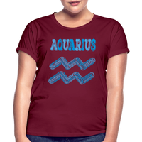 Thumbnail for Women's Power Words Aquarius Relaxed Fit T-Shirt - burgundy