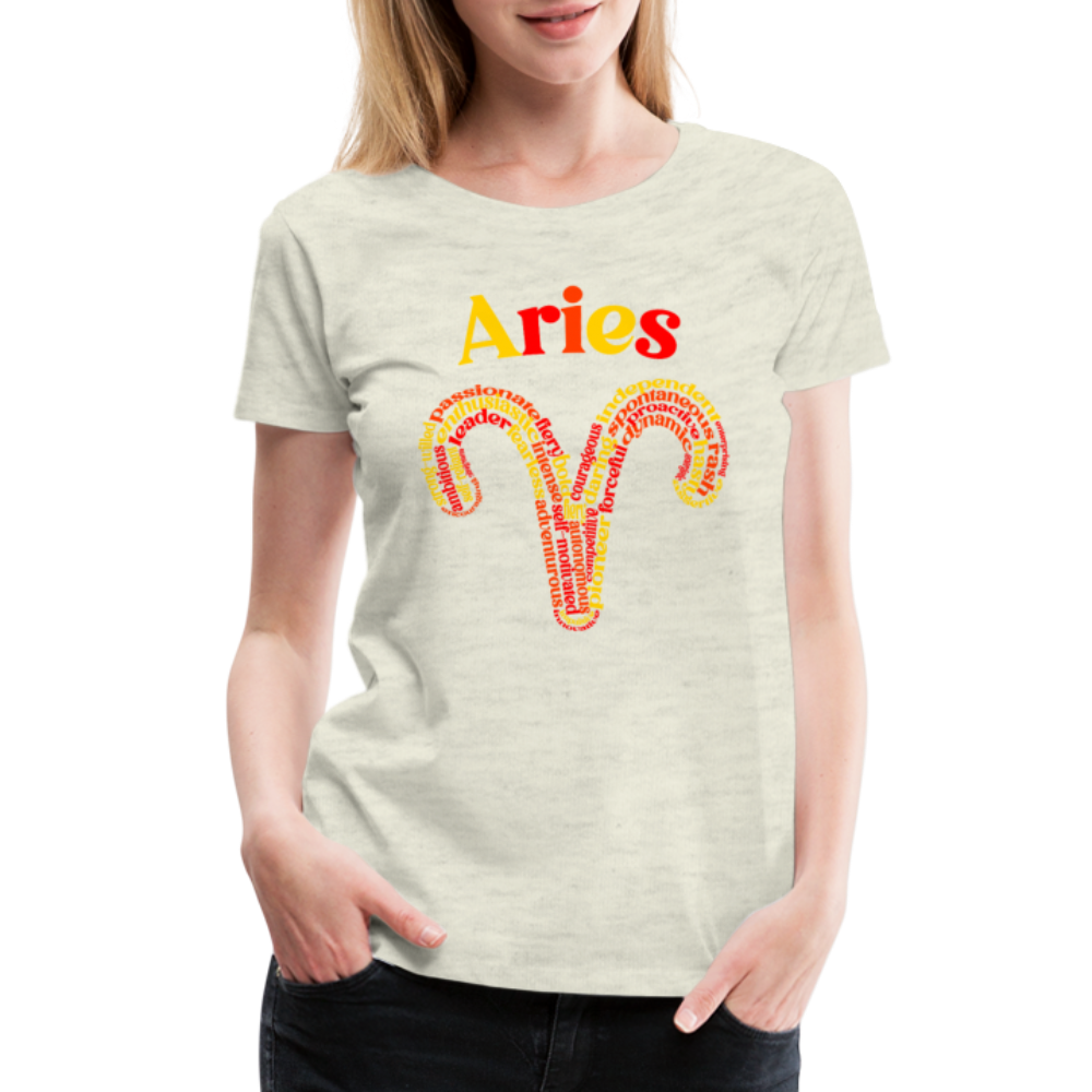 Women's Power Words Aries Premium T-Shirt - heather oatmeal