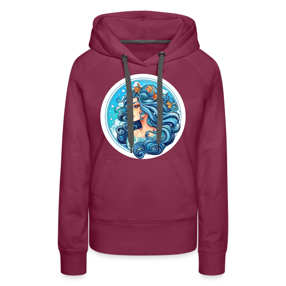 Women’s Symbol Aquarius Premium Hoodie - burgundy