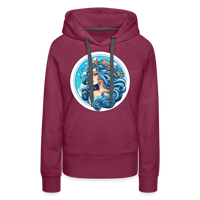 Thumbnail for Women’s Symbol Aquarius Premium Hoodie - burgundy