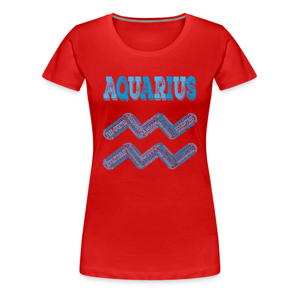 Women's Power Words Aquarius Premium T-Shirt - red