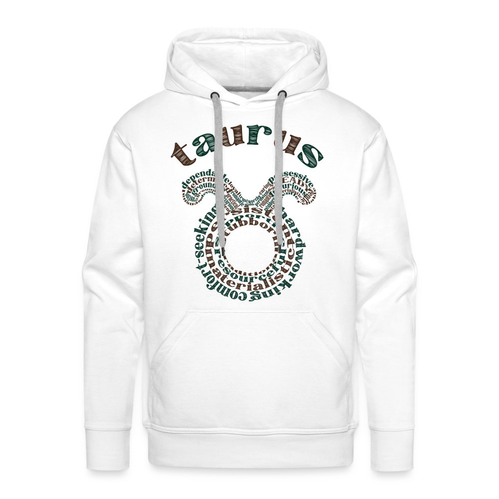 Men's Power Words Taurus Premium Hoodie - white