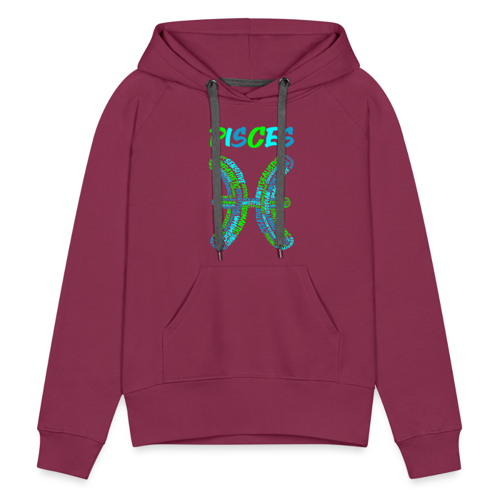 Women's Power Words Pisces Premium Hoodie - burgundy