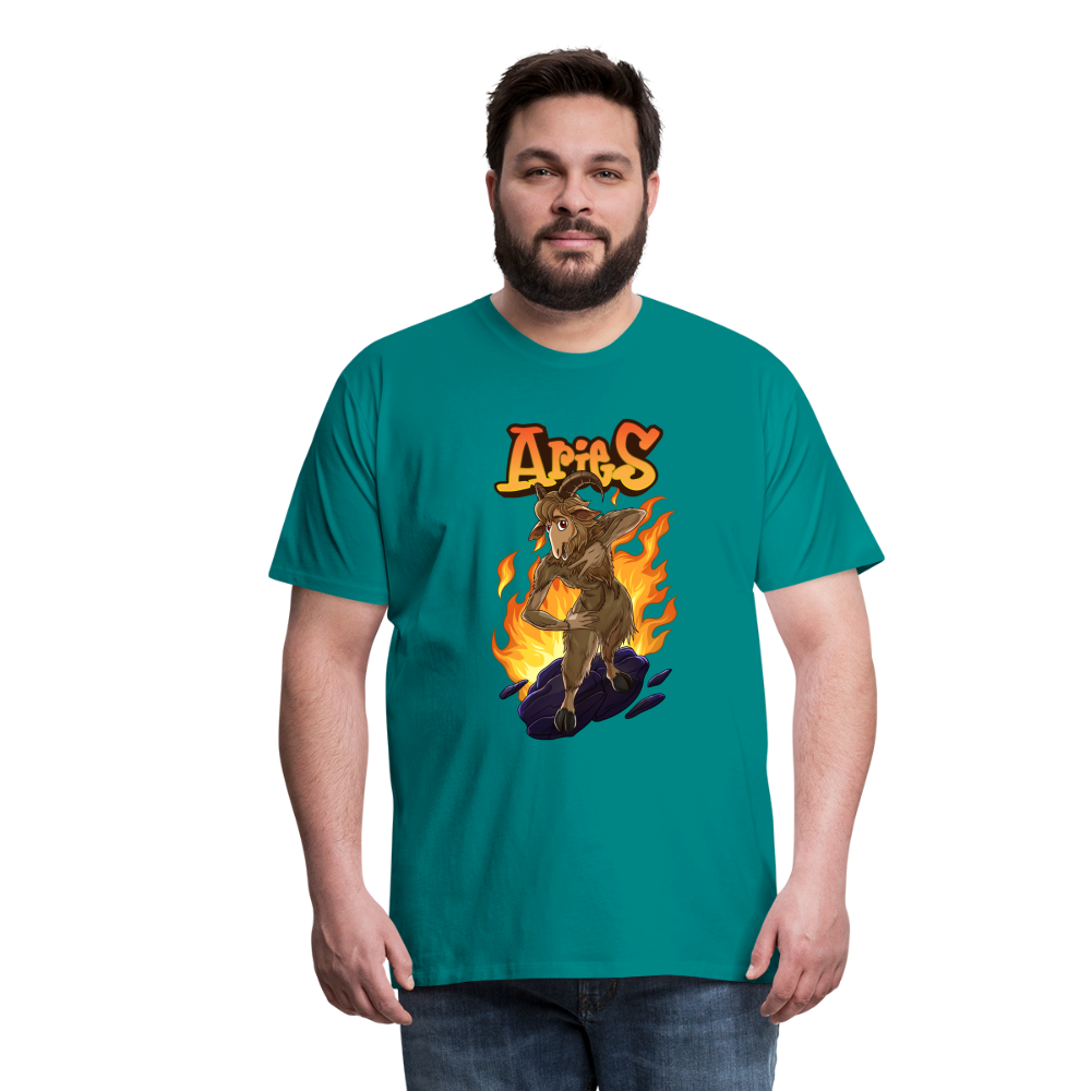 Men's Fiery Aries Premium T-Shirt - teal