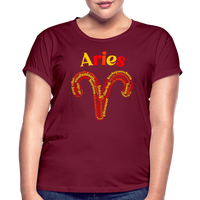 Thumbnail for Women's Power Words Aries Relaxed Fit T-Shirt - burgundy