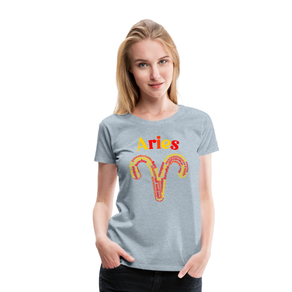 Women's Power Words Aries Premium T-Shirt - heather ice blue