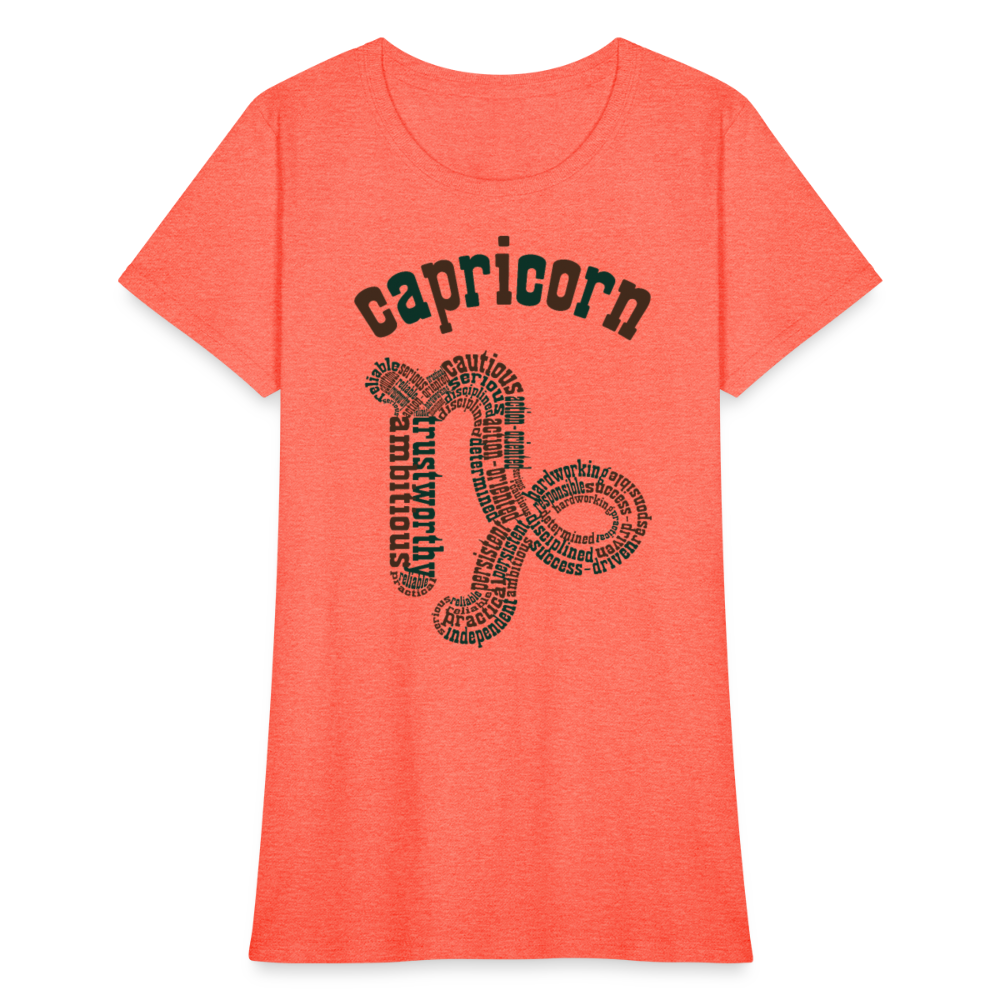 Women's Power Words Capricorn T-Shirt - heather coral