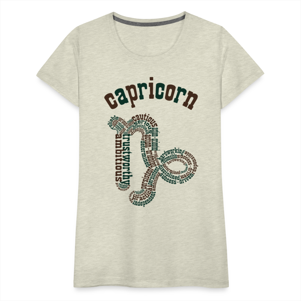 Women's Power Words Capricorn Premium T-Shirt - heather oatmeal