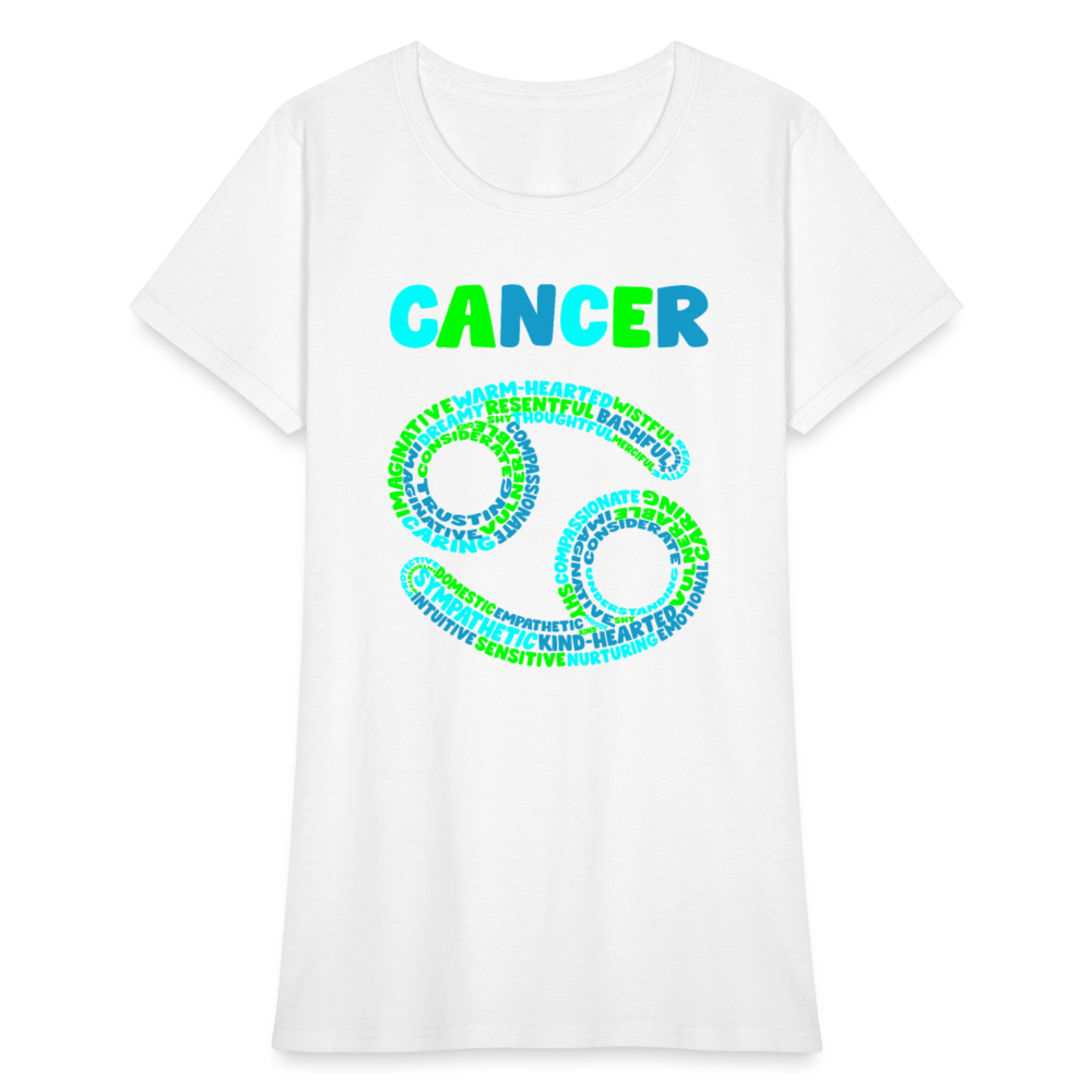 Women's Power Words Cancer T-Shirt - white