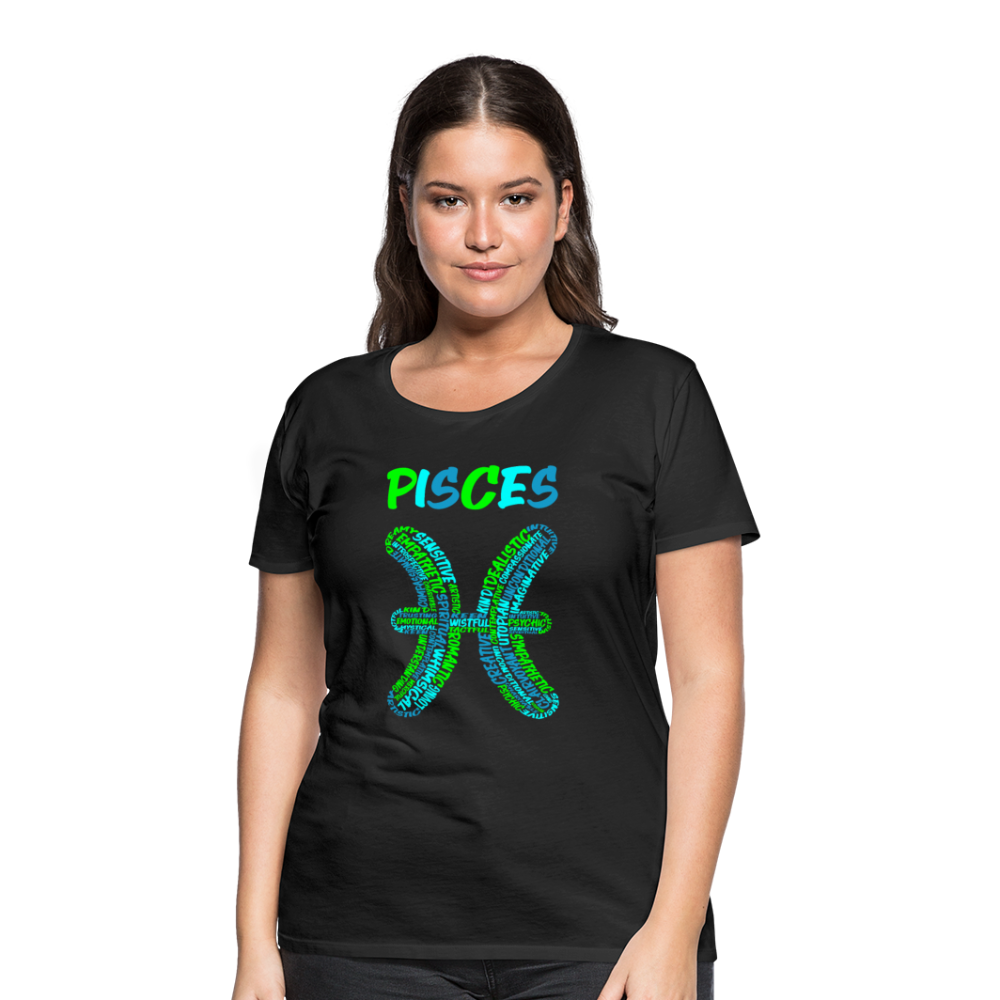 Women's Power Words Pisces Premium T-Shirt - black