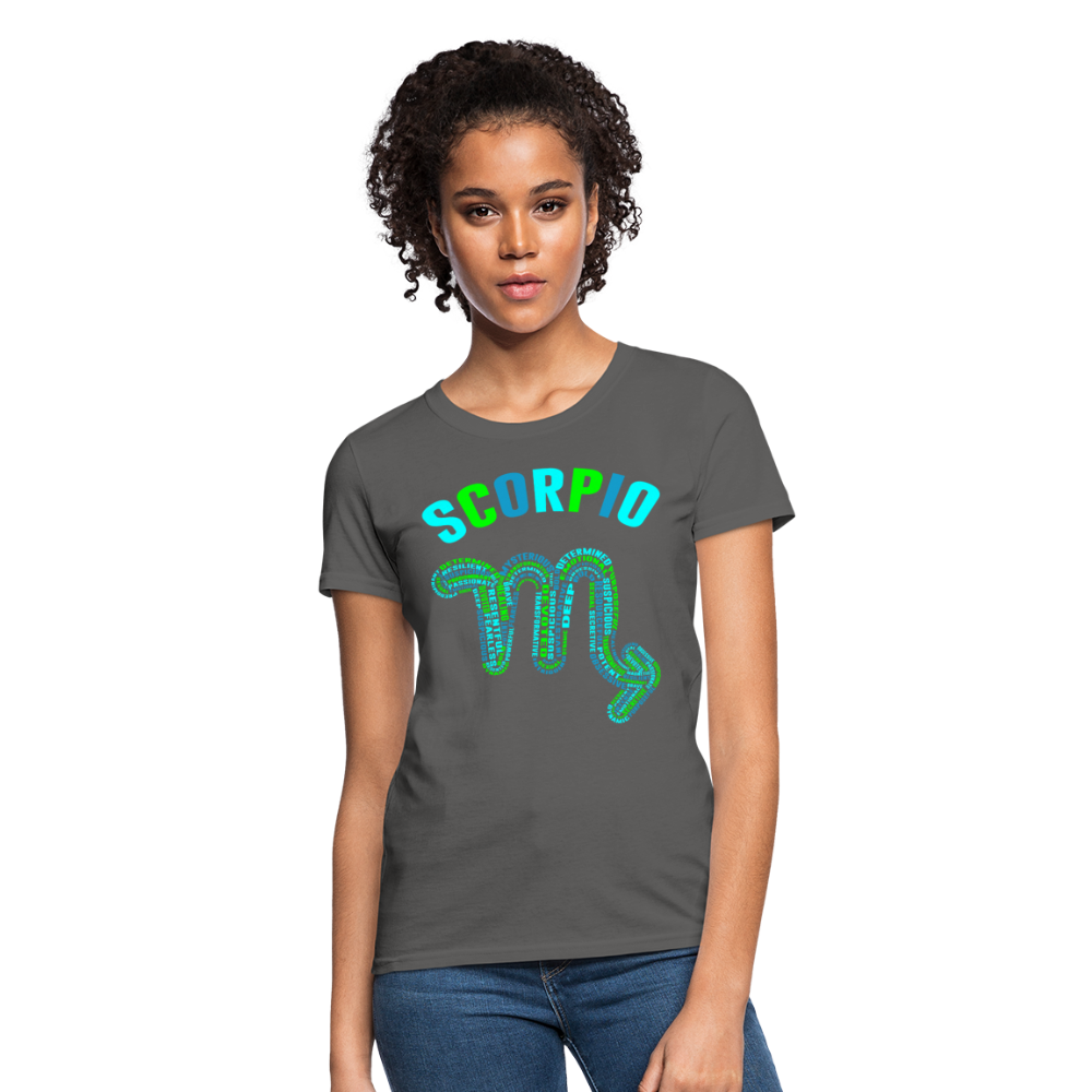 Women's Power Words Scorpio T-Shirt - charcoal