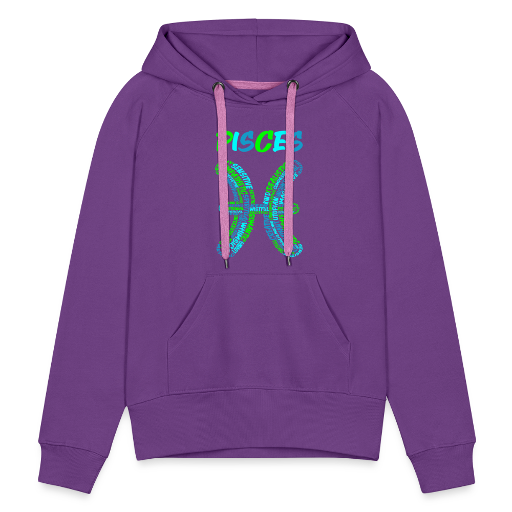 Women's Power Words Pisces Premium Hoodie - purple 