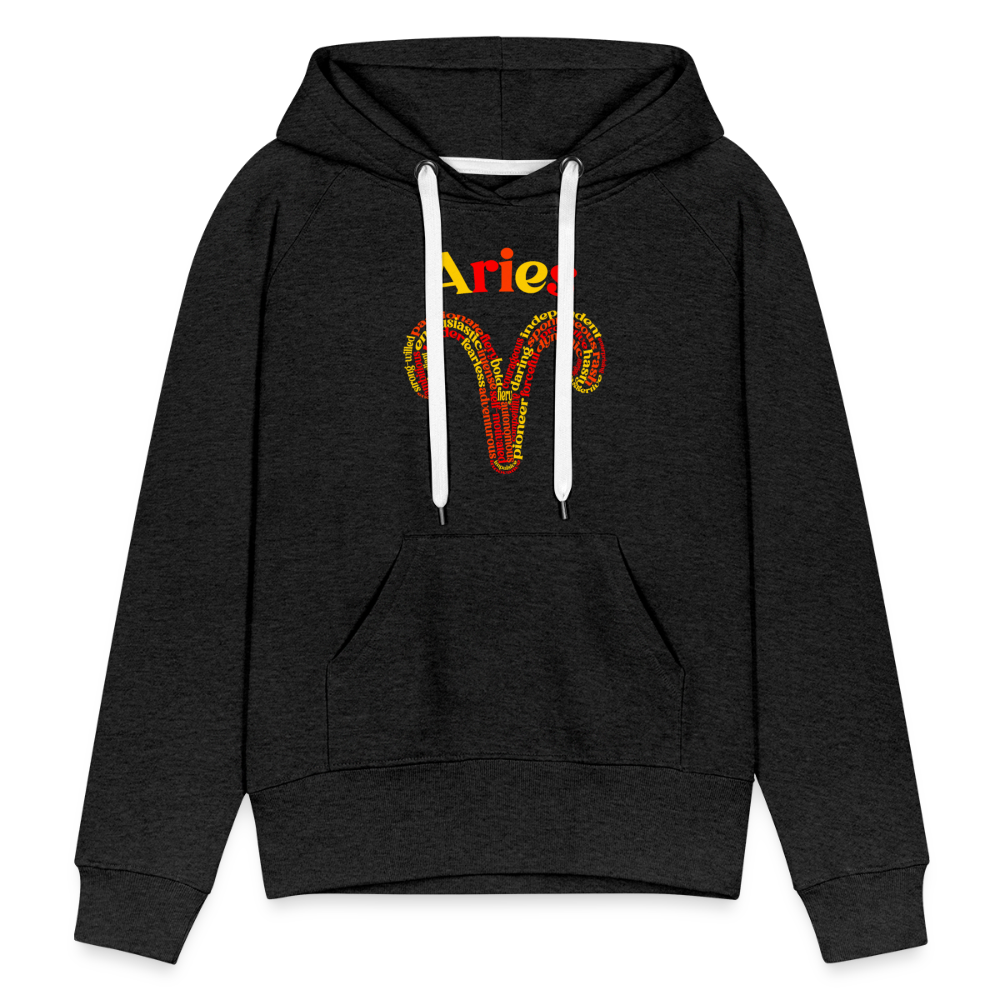 Women's Power Words Aries Premium Hoodie - charcoal grey