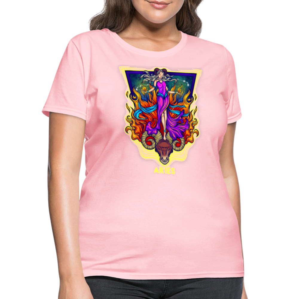 Women's Cosmic Aries Design T-Shirt - pink