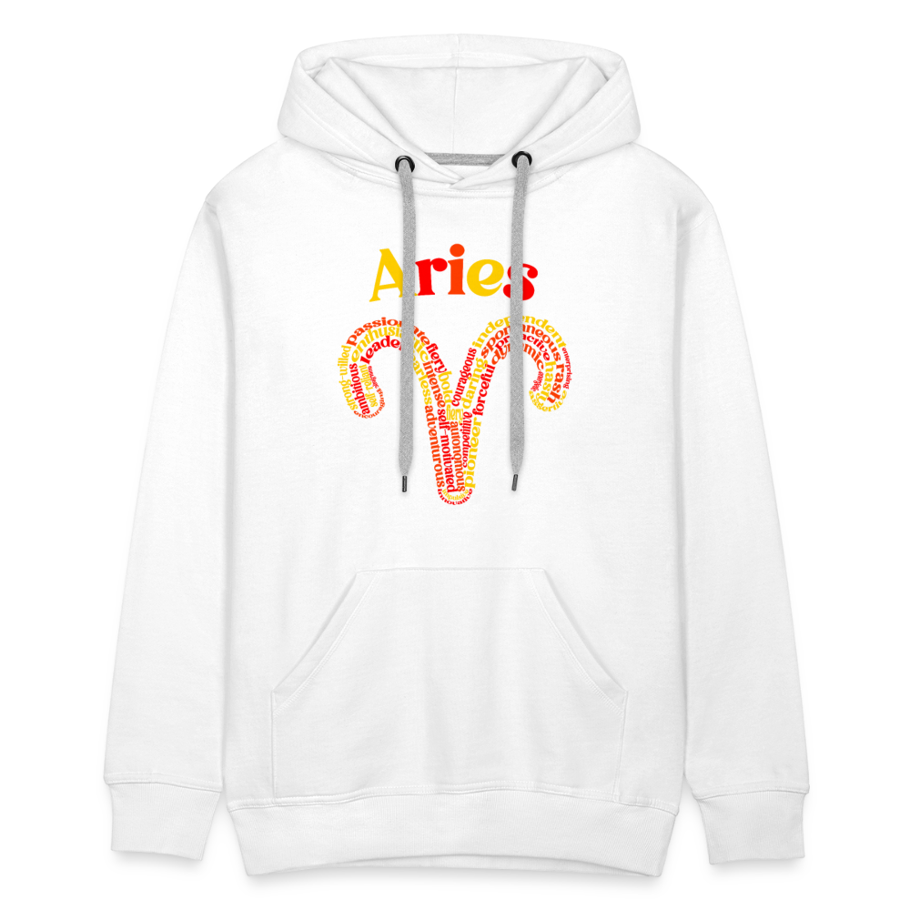 Men's Power Words Aries Premium Hoodie - white