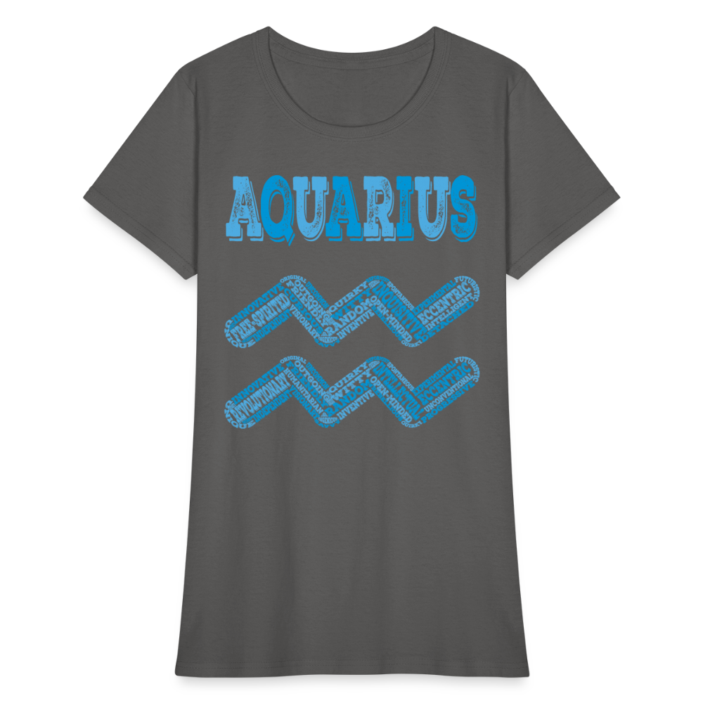 Women's Power Words Aquarius T-Shirt - charcoal