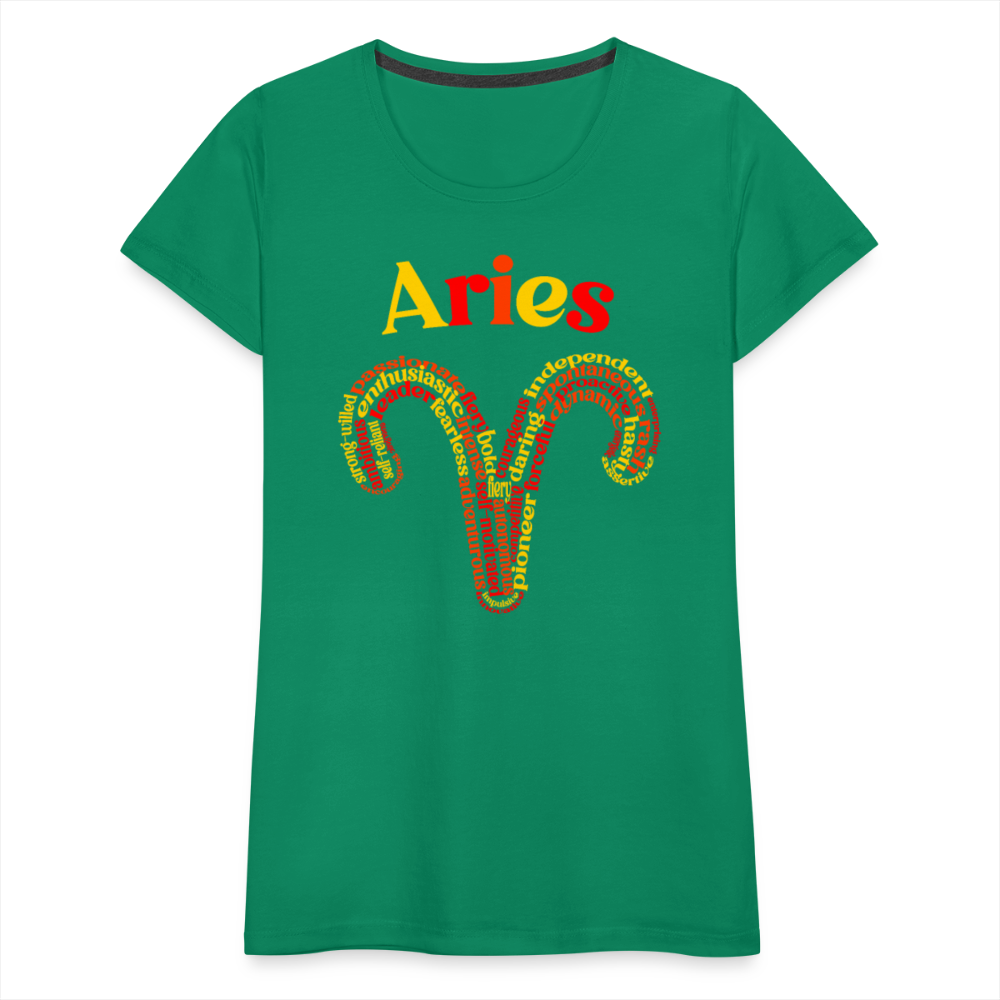 Women's Power Words Aries Premium T-Shirt - kelly green