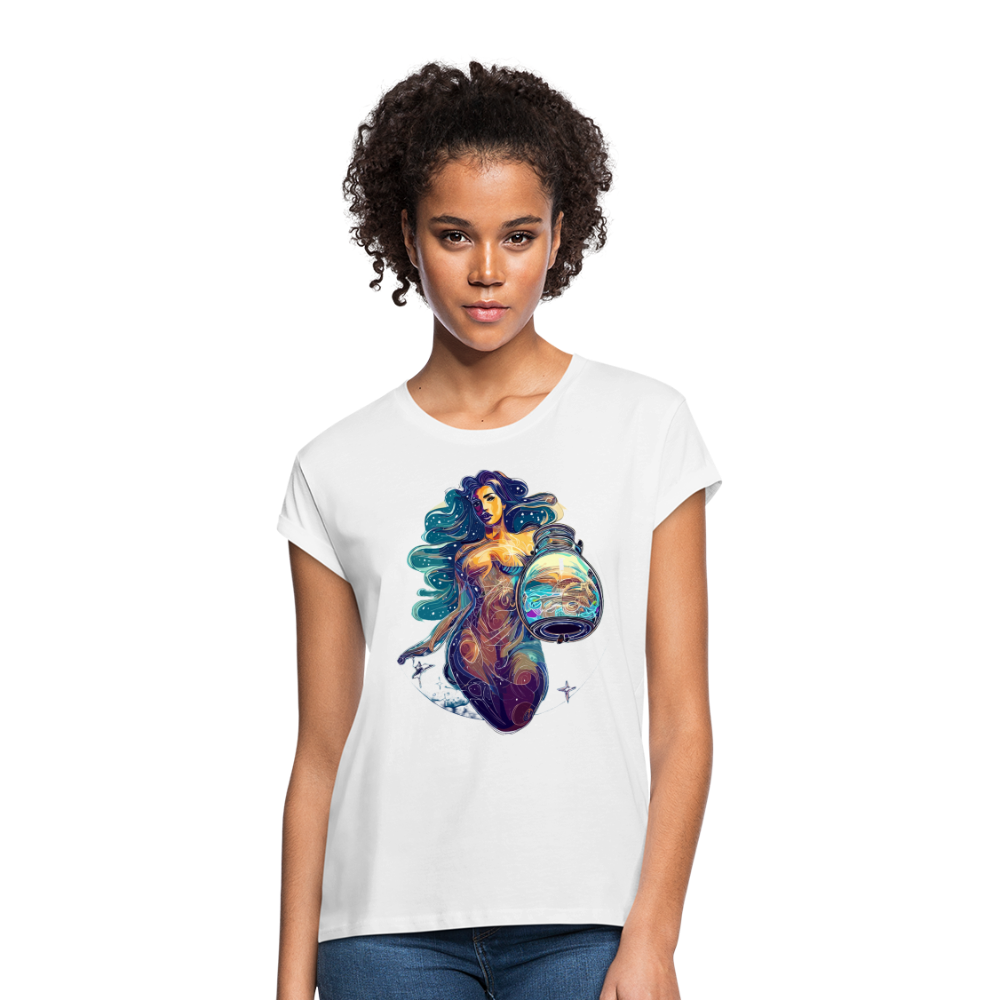 Women's Mythical Aquarius Relaxed Fit T-Shirt - white