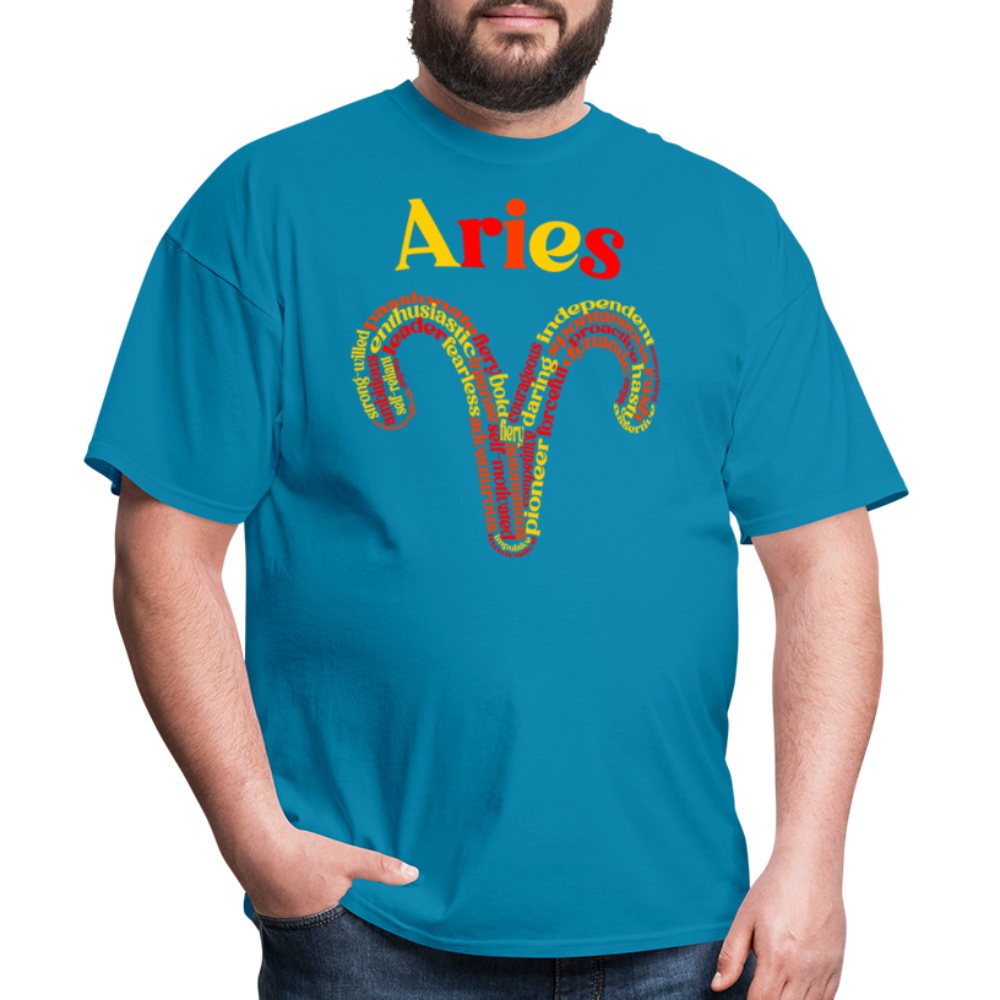 Men's Power Words Aries Classic T-Shirt - turquoise