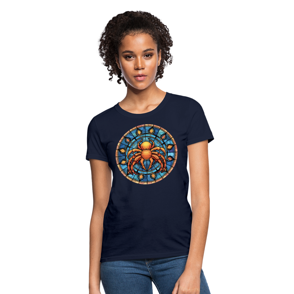 Women's Mosaic Cancer T-Shirt - navy