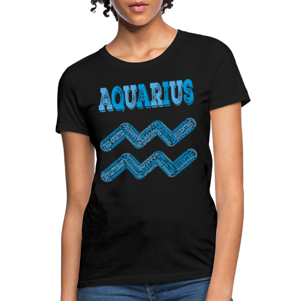 Women's Power Words Aquarius T-Shirt - black