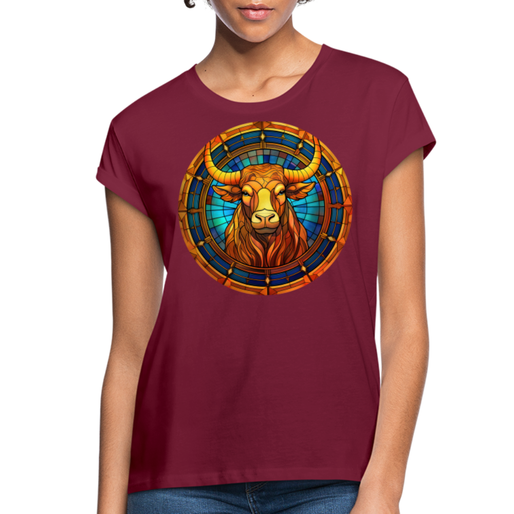 Women's Mosaic Taurus Relaxed Fit T-Shirt - burgundy