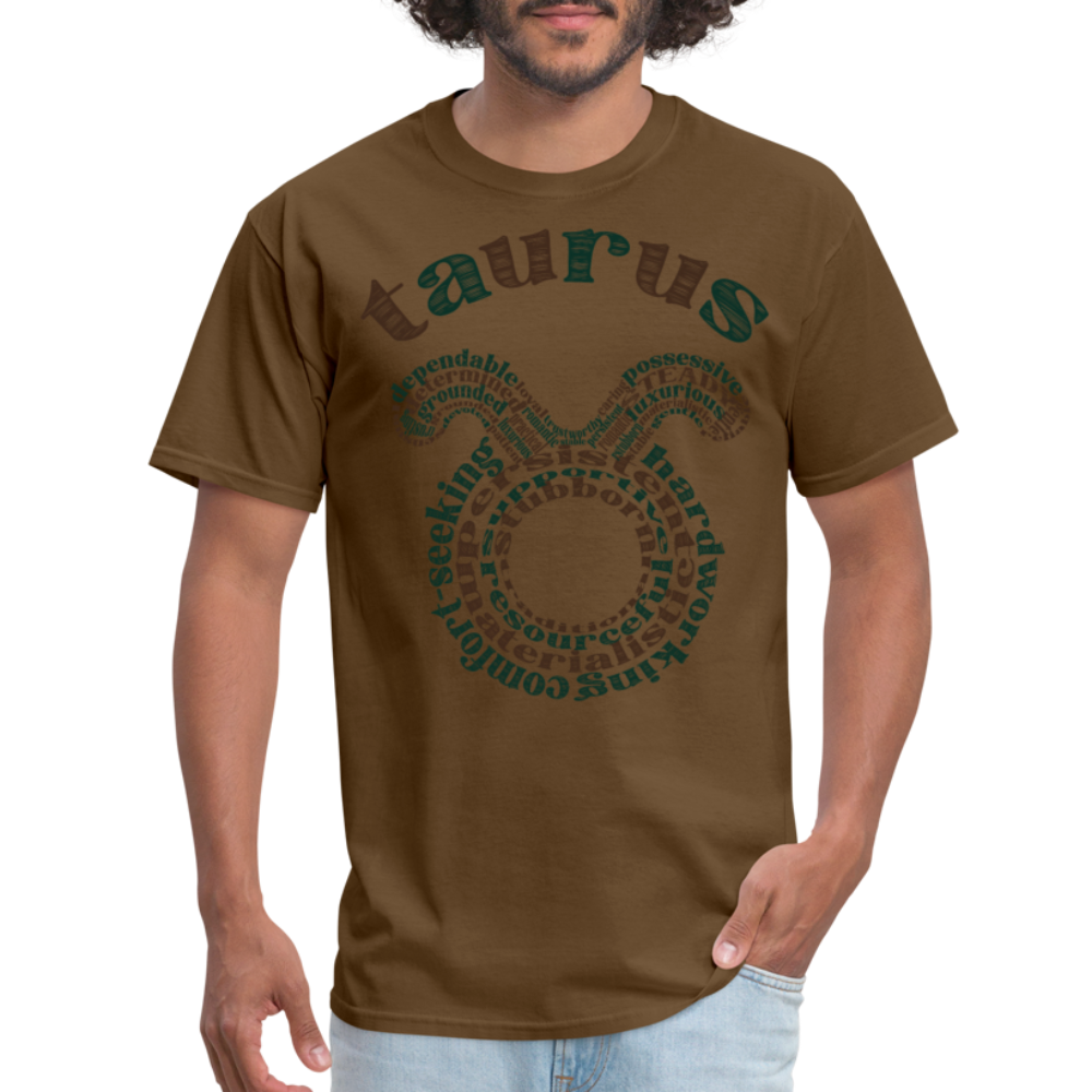 Men's Power Words Taurus Classic T-Shirt - brown