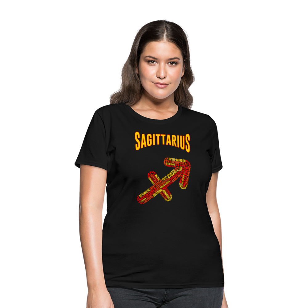 Women's Power Words Sagittarius T-Shirt - black