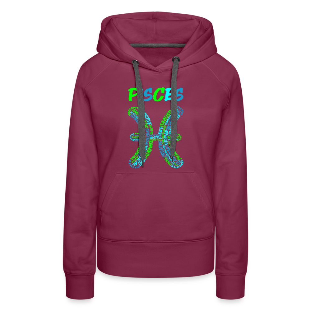 Women's Power Words Pisces Premium Hoodie - burgundy