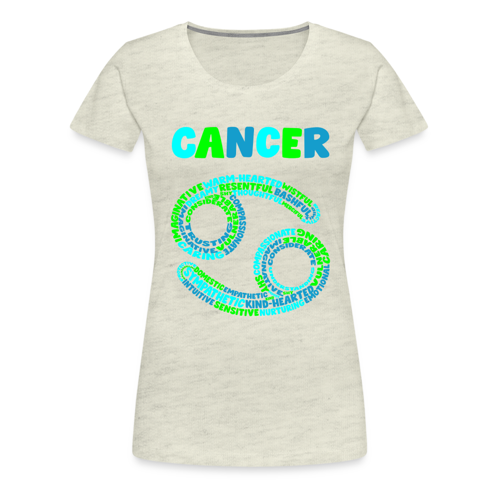 Women's Power Words Cancer Premium T-Shirt - heather oatmeal