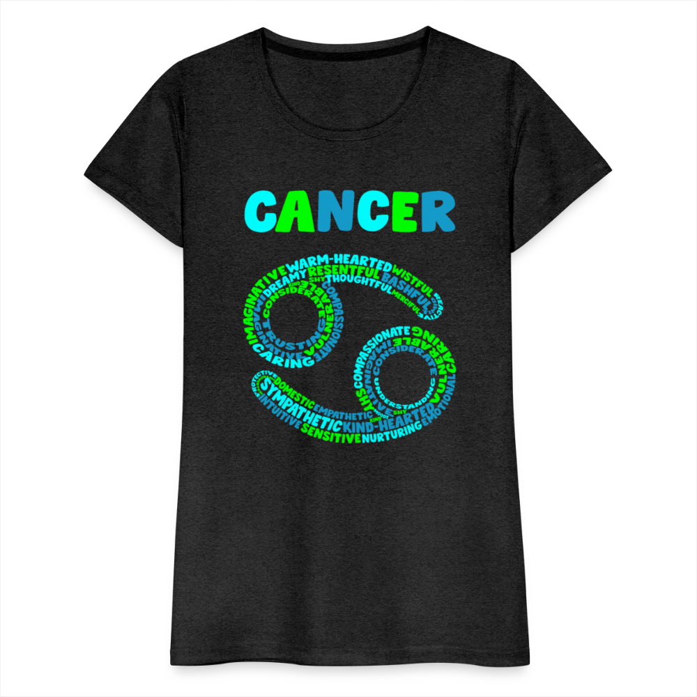 Women's Power Words Cancer Premium T-Shirt - charcoal grey