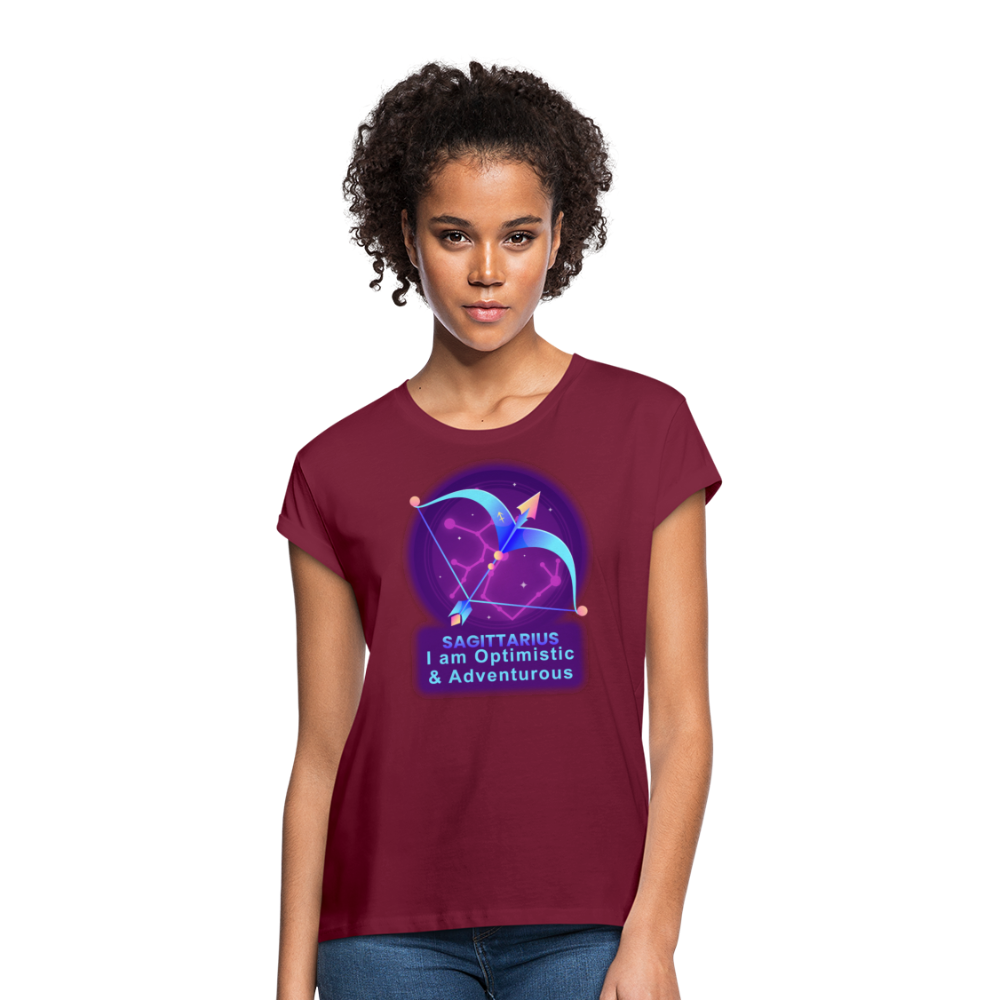 Women's Neon Sagittarius Relaxed Fit T-Shirt - burgundy