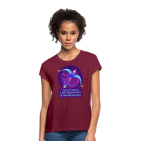 Thumbnail for Women's Neon Sagittarius Relaxed Fit T-Shirt - burgundy