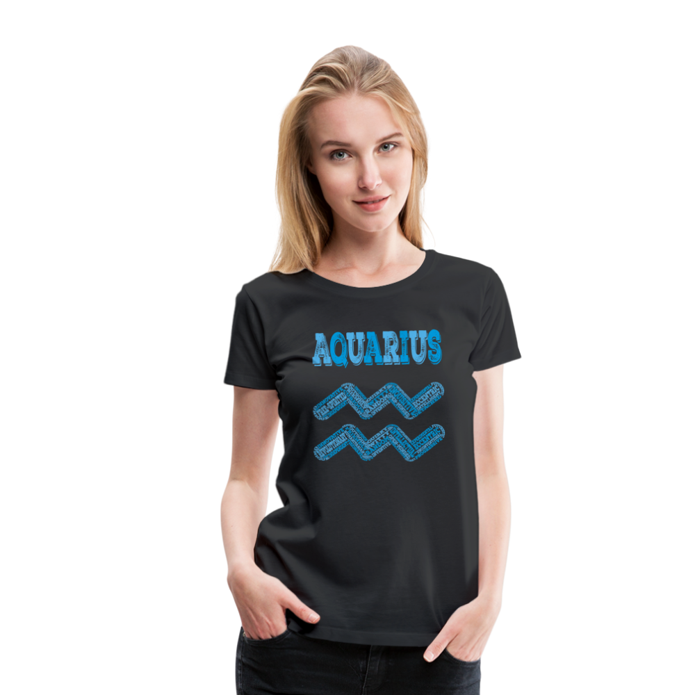 Women's Power Words Aquarius Premium T-Shirt - black