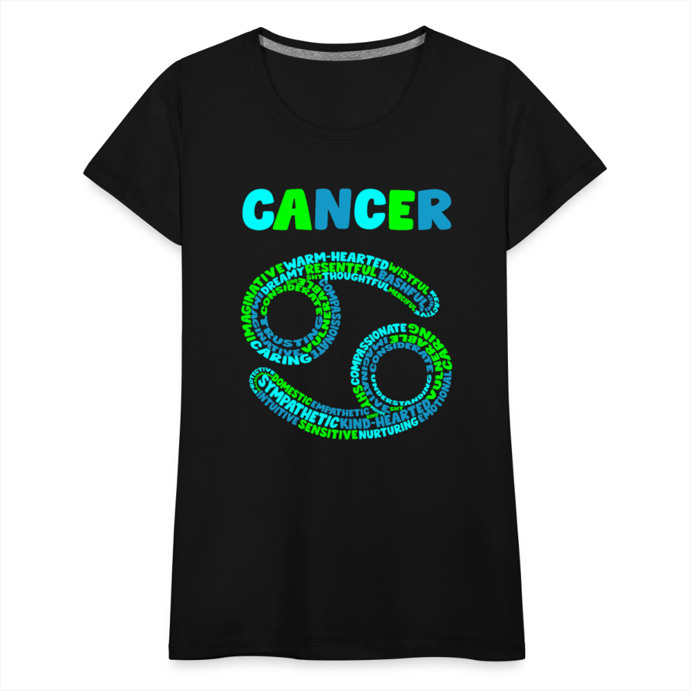 Women's Power Words Cancer Premium T-Shirt - black