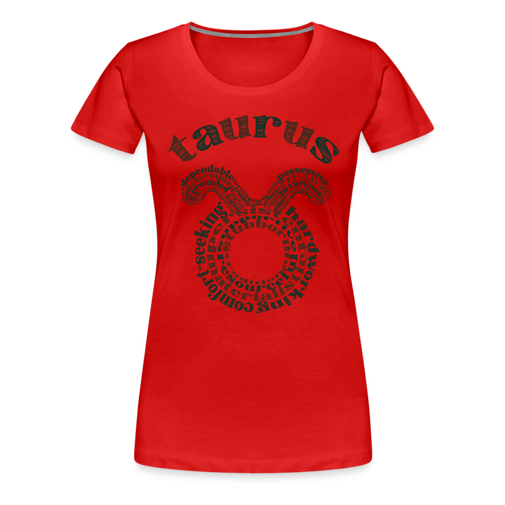 Women's Power Words Taurus Premium T-Shirt - red